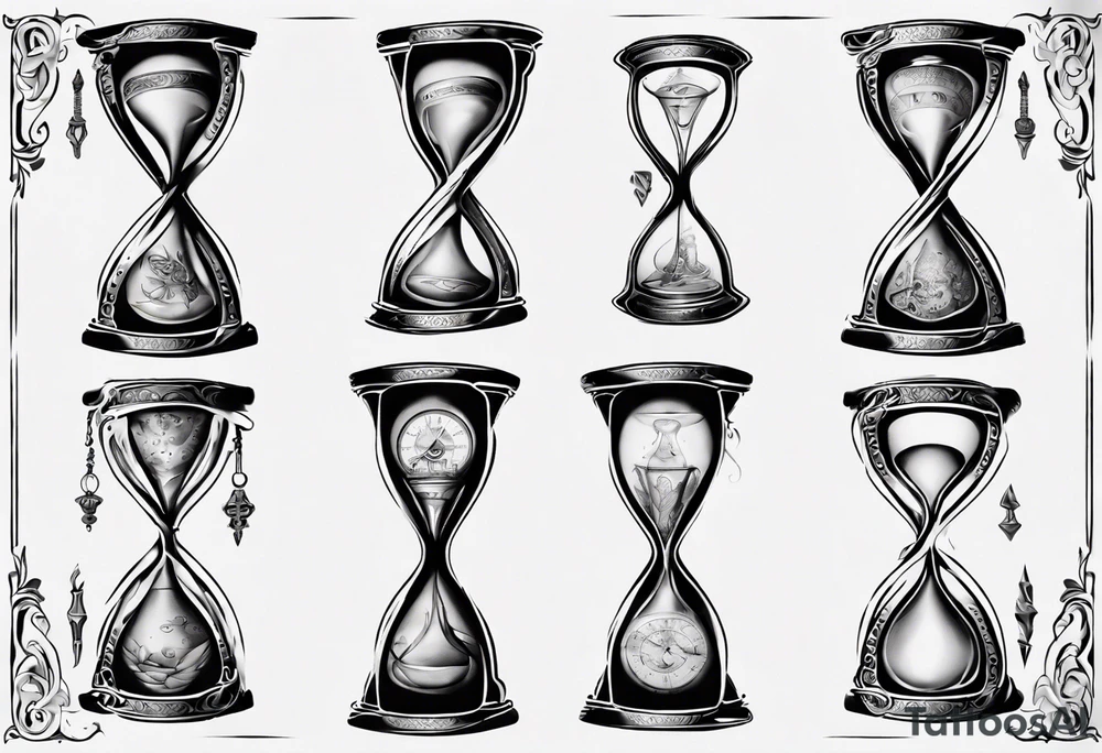 an hourglass with filagree tattoo idea