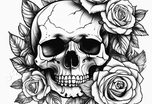 Upper arm skull and roses tattoo idea