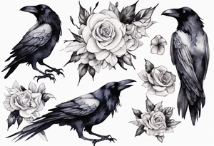 raven with a white corsage tattoo idea