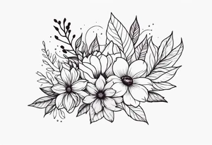 enredaderas con Flores y Hojas a Color tattoo idea