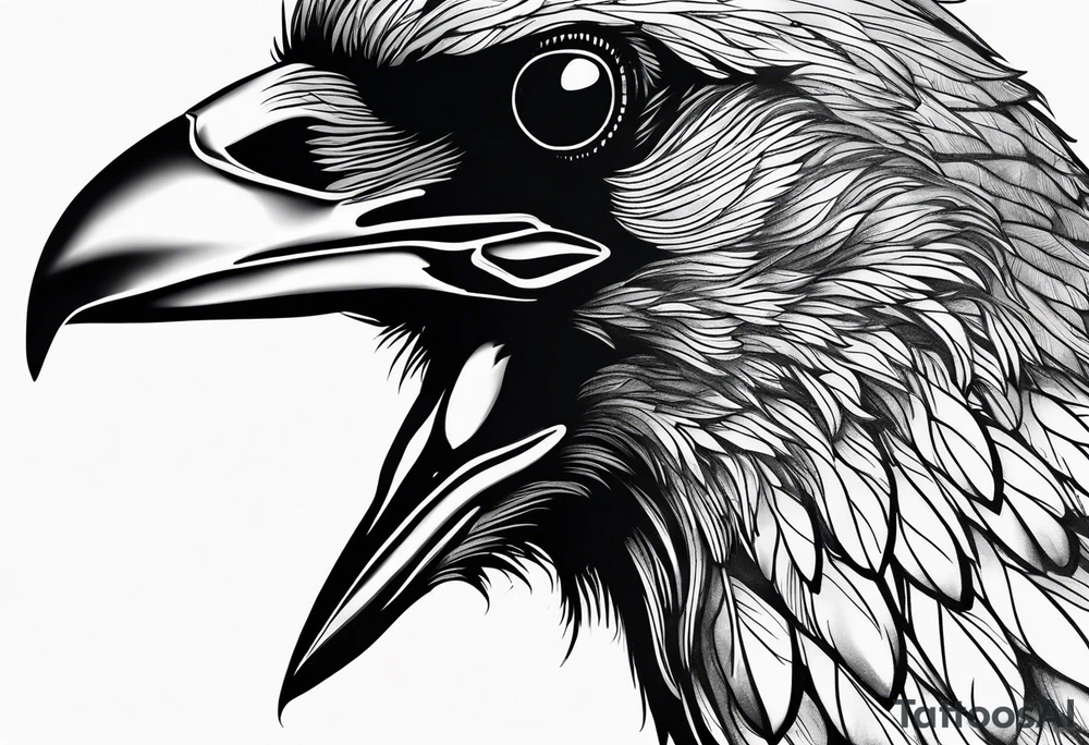 crow looking back twisted neck tattoo idea