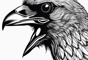 crow looking back twisted neck tattoo idea