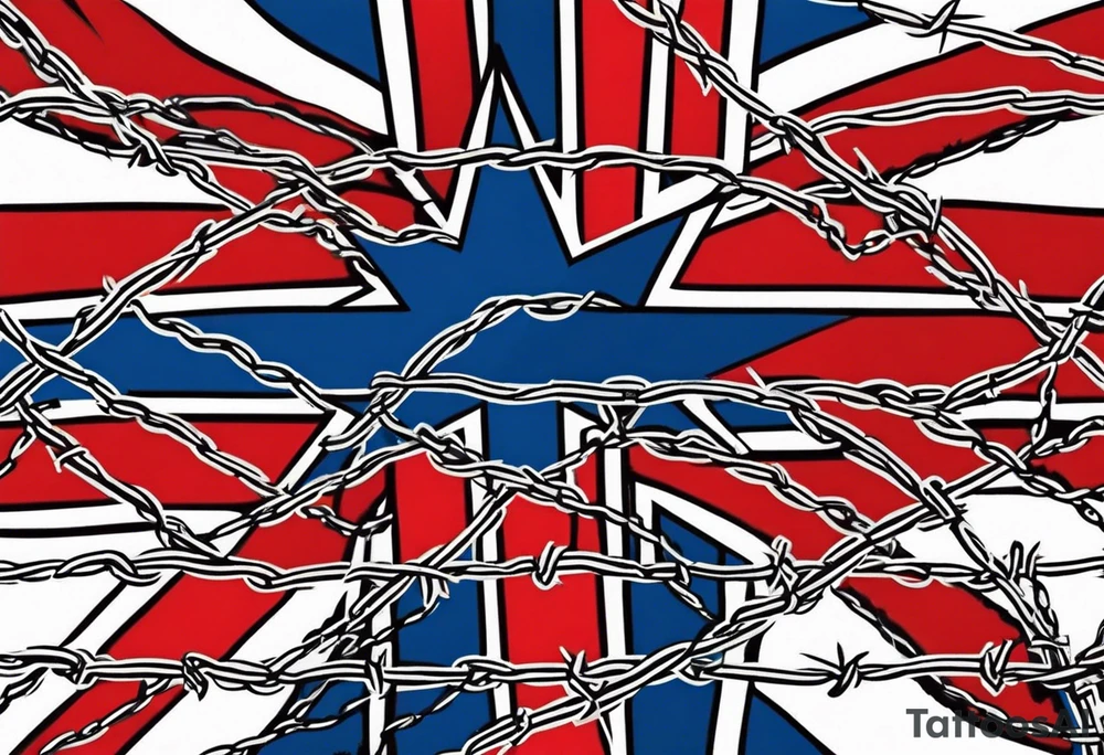 Rebel flag caught between 2 bands of barbed wire tattoo idea