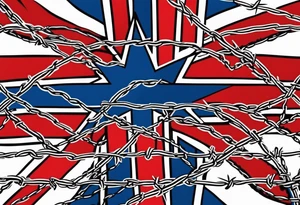 Rebel flag caught between 2 bands of barbed wire tattoo idea