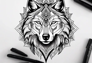 Sleeve mandala wolves design tattoo idea