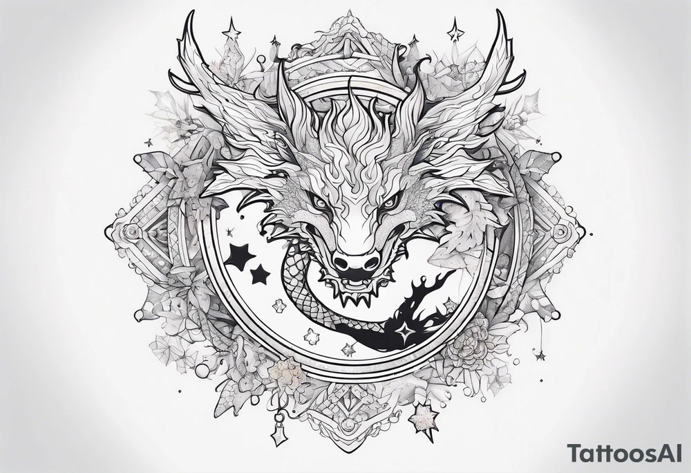 Constellation, dragon kawaii young ,snowflake tattoo idea