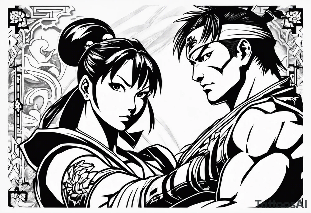 street fighter 3 makoto, chun li fighting tattoo idea