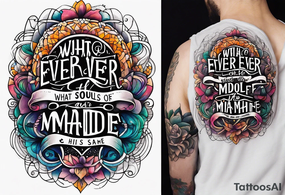 Script lettering saying"What ever our souls are made of, his and mine are the same" tattoo idea