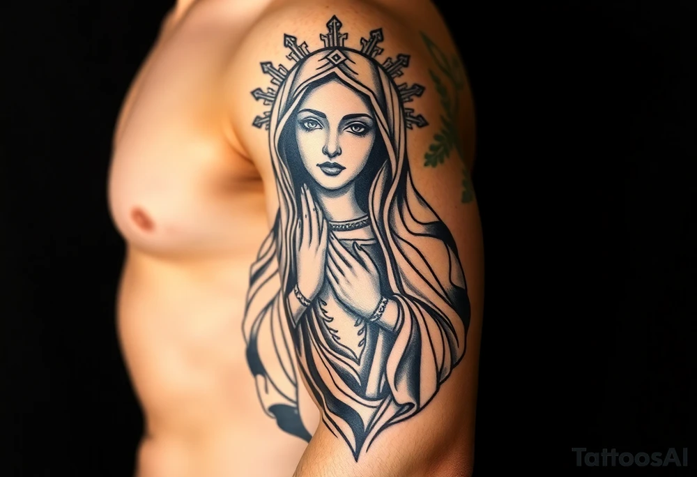 Mexican gang virgin mary tattoo idea