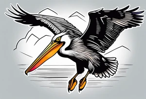 pelican flying super fast tattoo idea