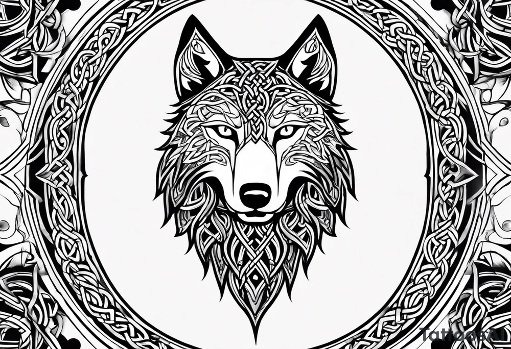 Celtic wolf tattoo idea