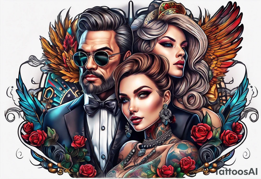 Couple working at casino tattoo idea