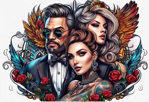 Couple working at casino tattoo idea
