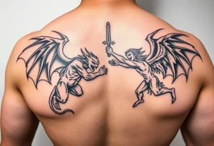 Demons and angels fighting tattoo idea