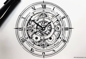 Mechanical clock face tattoo idea