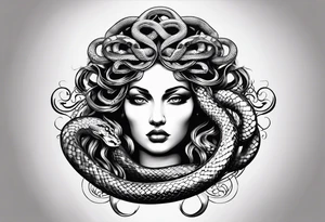 medusa, snakes, with words, SA. tattoo idea