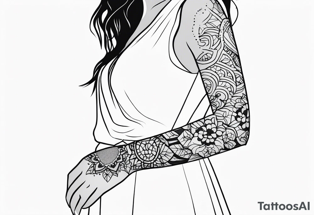 Elbow length lace glove tattoo idea