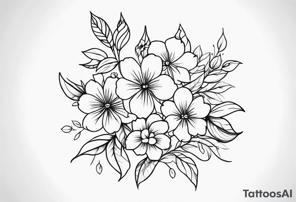 fine line, small flowers, tribal tattoo idea