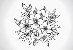 fine line, small flowers, tribal tattoo idea
