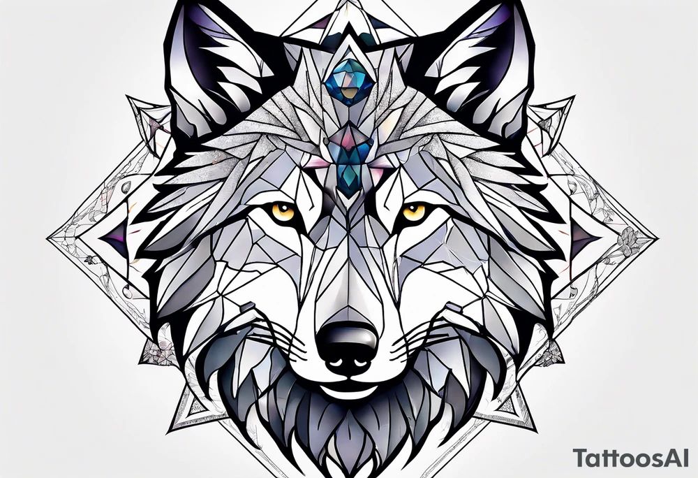 Constellation, animal wolf snow , géométric , flower tattoo idea