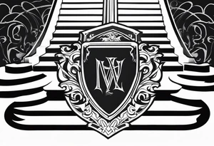 Valhalla fire sword shield stairs tattoo idea