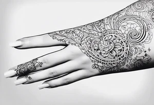Swirls and whirls of lace covering fingers and forearm tattoo idea