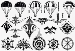 parachute and shooting guns tattoo idea