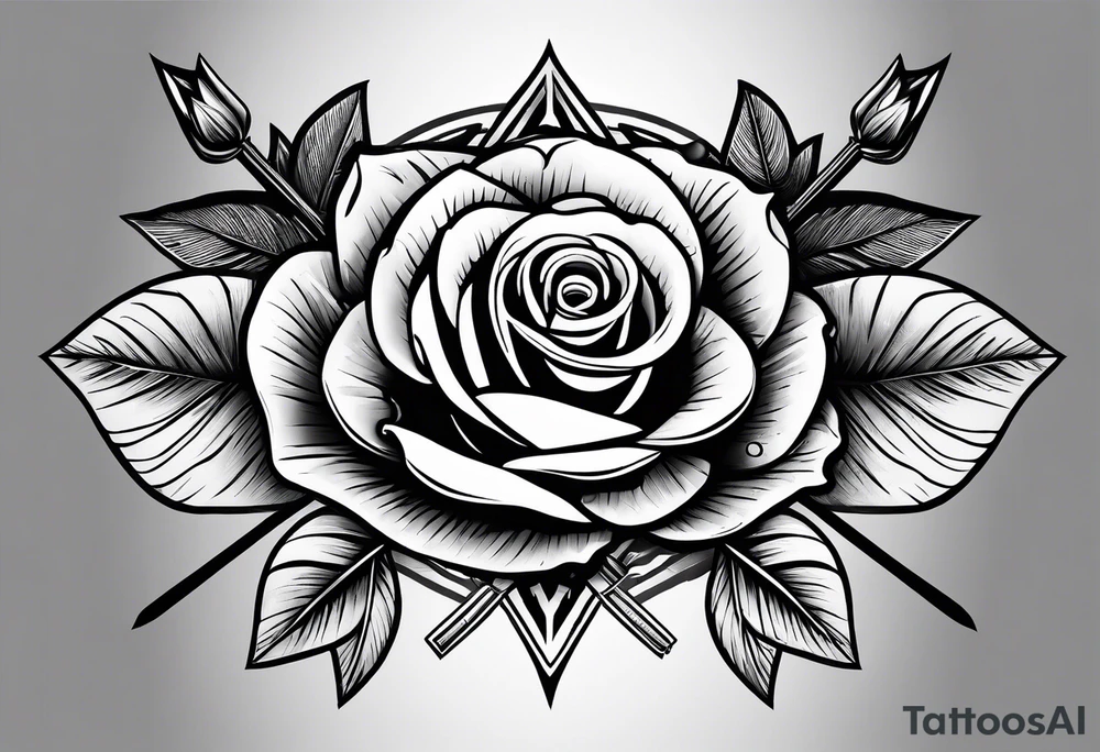 5 arrows and a rose tattoo idea