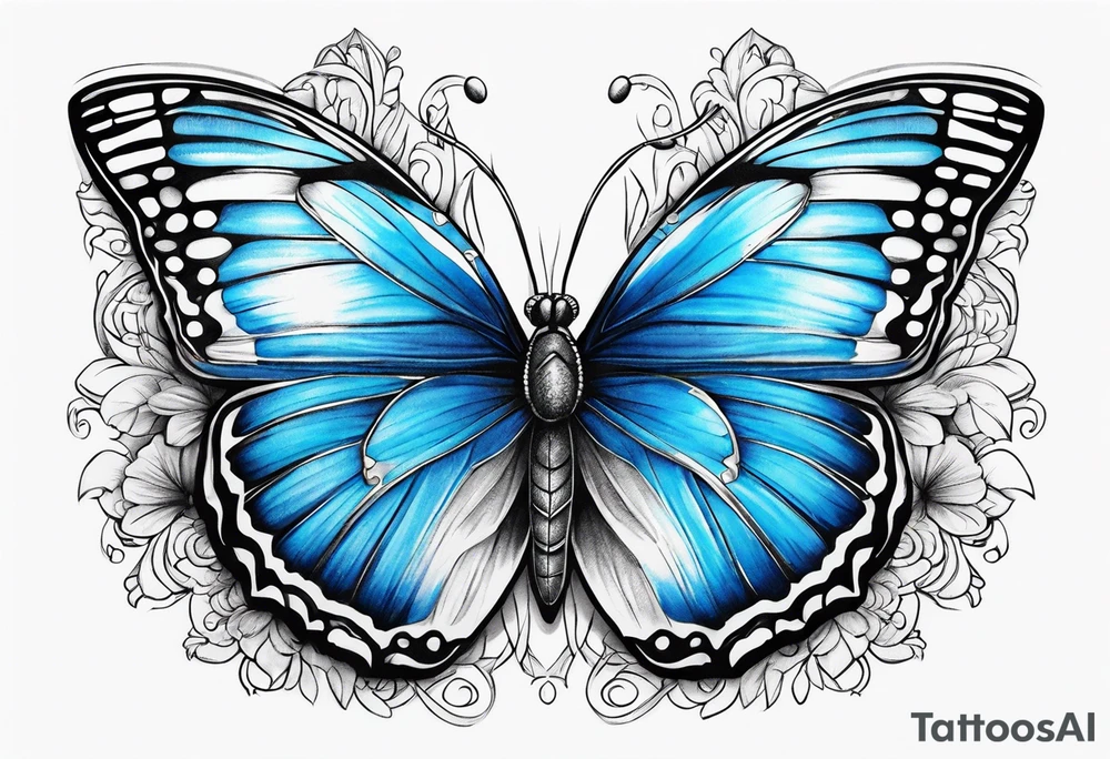 Blue butterfly tattoo idea