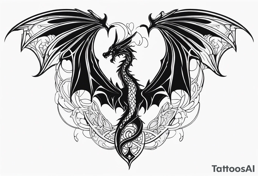 Figure 8 dragon wings spread tattoo idea