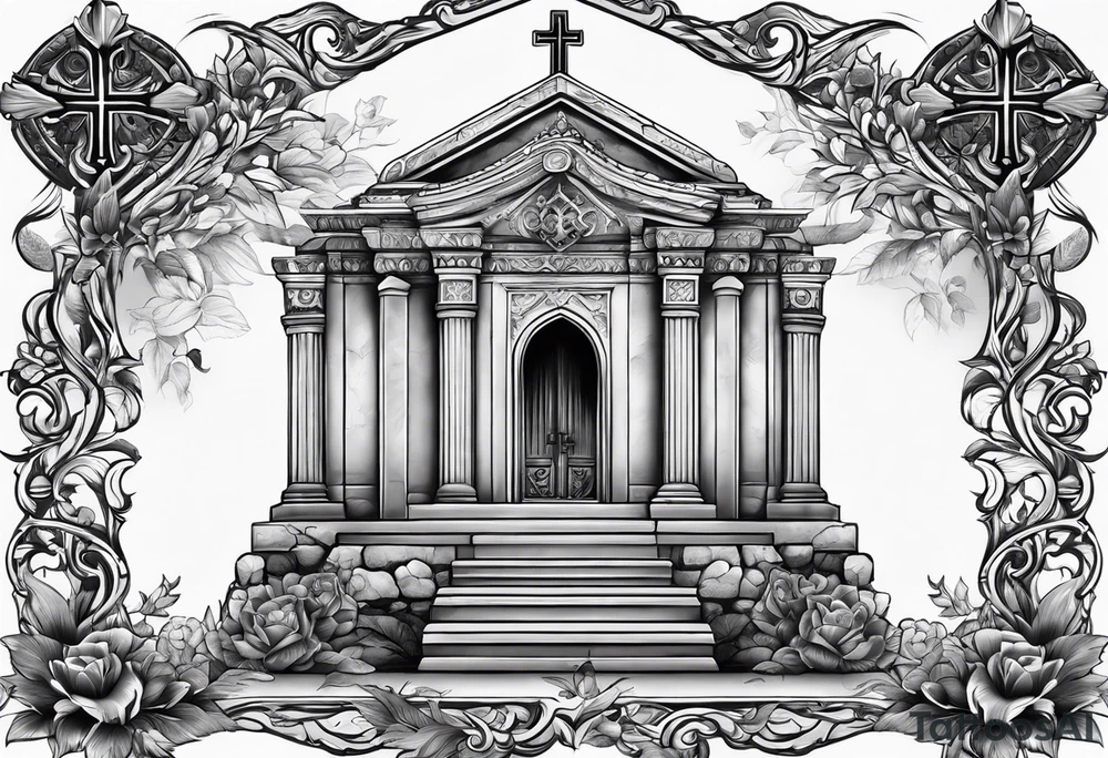 Tomb with cross tattoo idea
