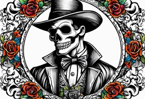 day of dead,man,standing,horizontal,cover up tattoo idea