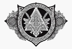Valhalla sword shield dragon axe Valknut helm of awe tattoo idea