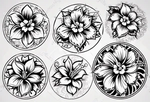 Round ornament hibiscus tattoo idea