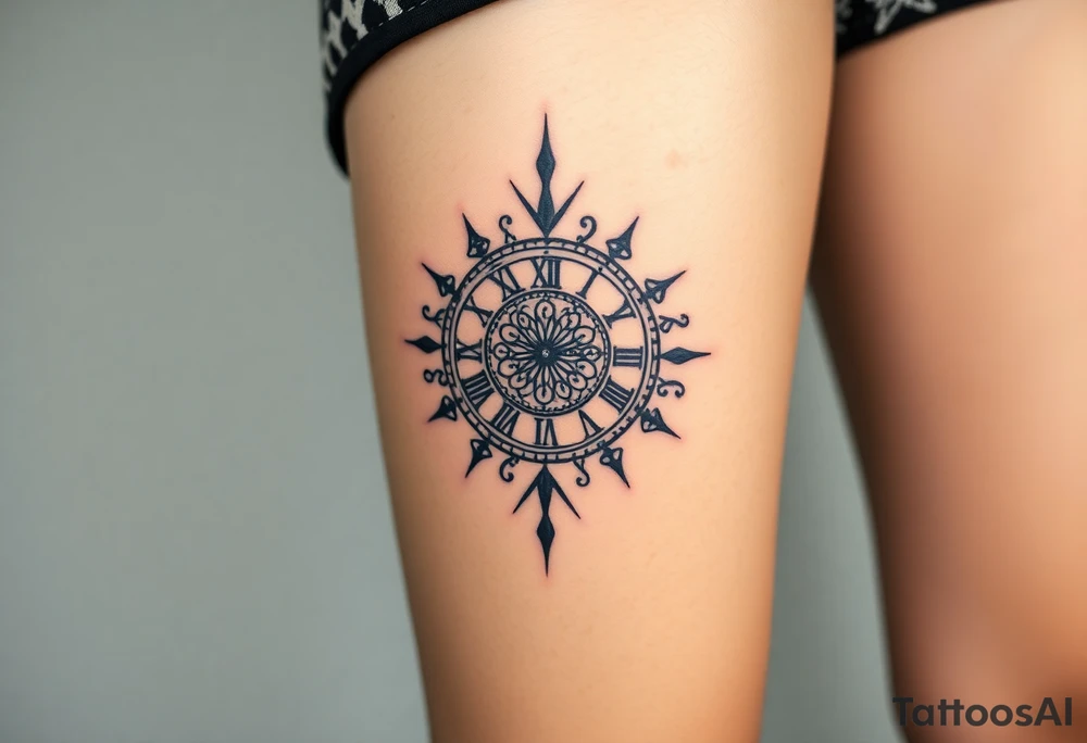 vintage roman numerals within ornate clockwork mechanism tattoo idea