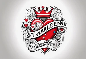 queen of hearts -on forearm - with text saying "queen starleen" tattoo idea
