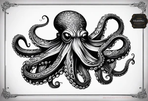 large and long octopus with multiple tentacles and suckers  that would be designed to drape around an arm tattoo idea
