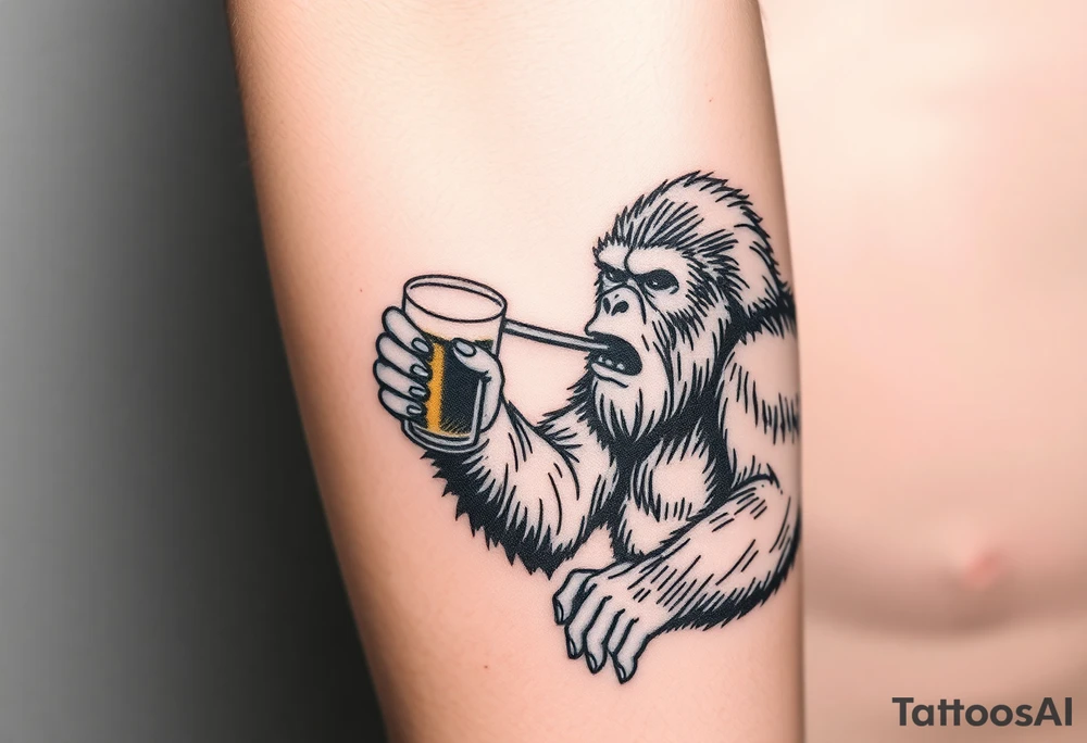 Bigfoot drinking a beer tattoo idea
