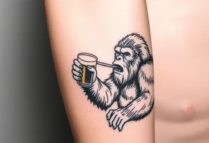 Bigfoot drinking a beer tattoo idea