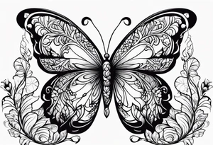 Mascarenas with vines of leaves and butterfly tattoo idea