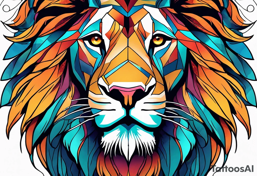 powerful majestic lion, close-up tattoo idea