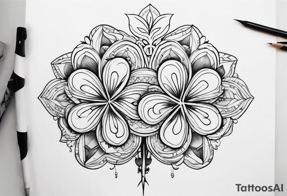 clover with numbers 18 and 0 tattoo idea