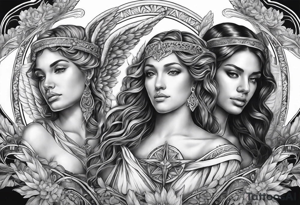 3 angels with halos tattoo idea