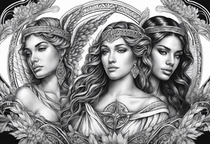 3 angels with halos tattoo idea