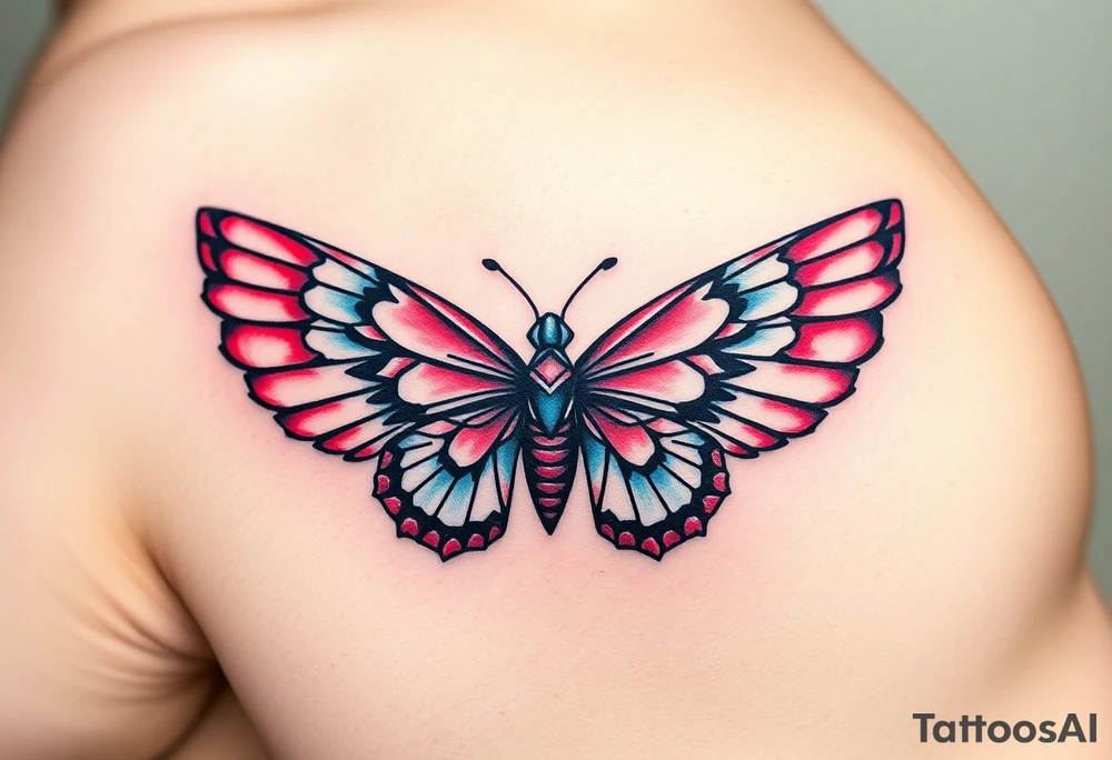 A Butterfly with Egyptian Hieroglyph Wings
 (only red , blue and black are possible colors) tattoo idea