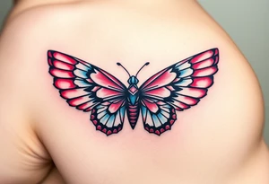 A Butterfly with Egyptian Hieroglyph Wings
 (only red , blue and black are possible colors) tattoo idea