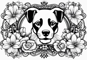 Generate a tattoo of a paw print with flowers and butterflies tattoo idea