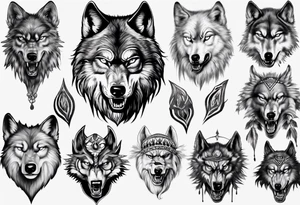 Indian Theme angry 
wolf photorealism tattoo idea