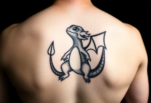 Silhouette of Charmander inside Charmeleon inside Charizard tattoo idea