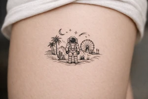 Coachella music festival, without the title of the festival, with astronaut tattoo idea
